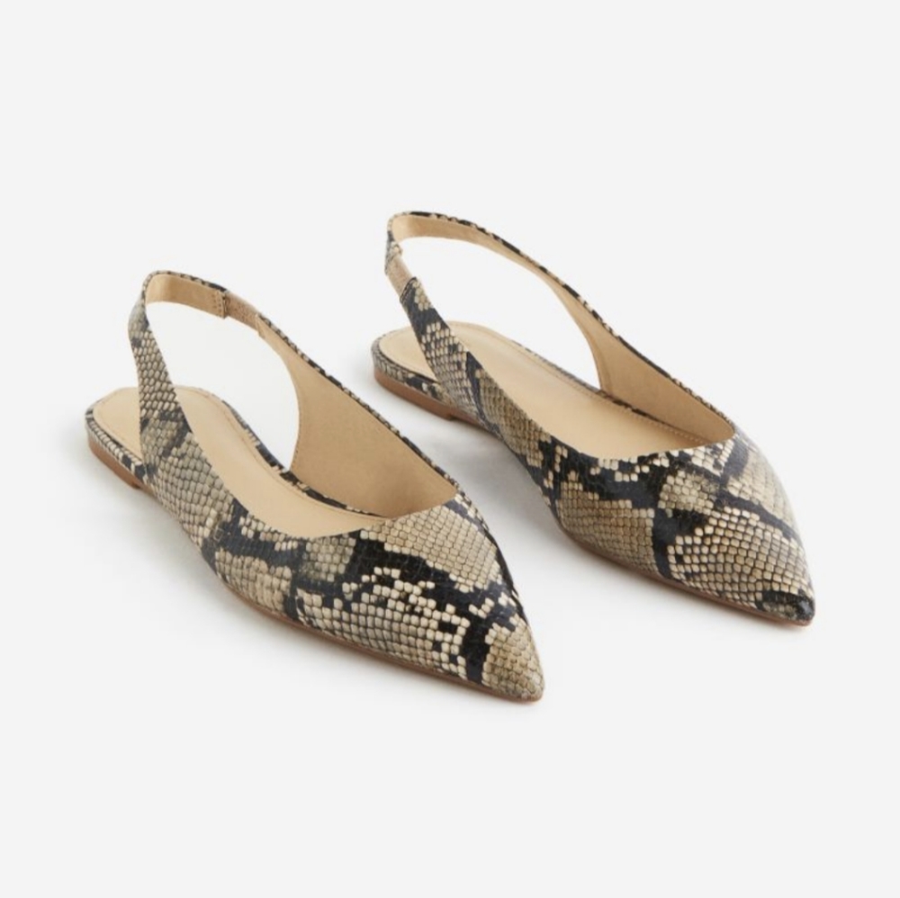 H&M Snakeskin Slingback Flats
